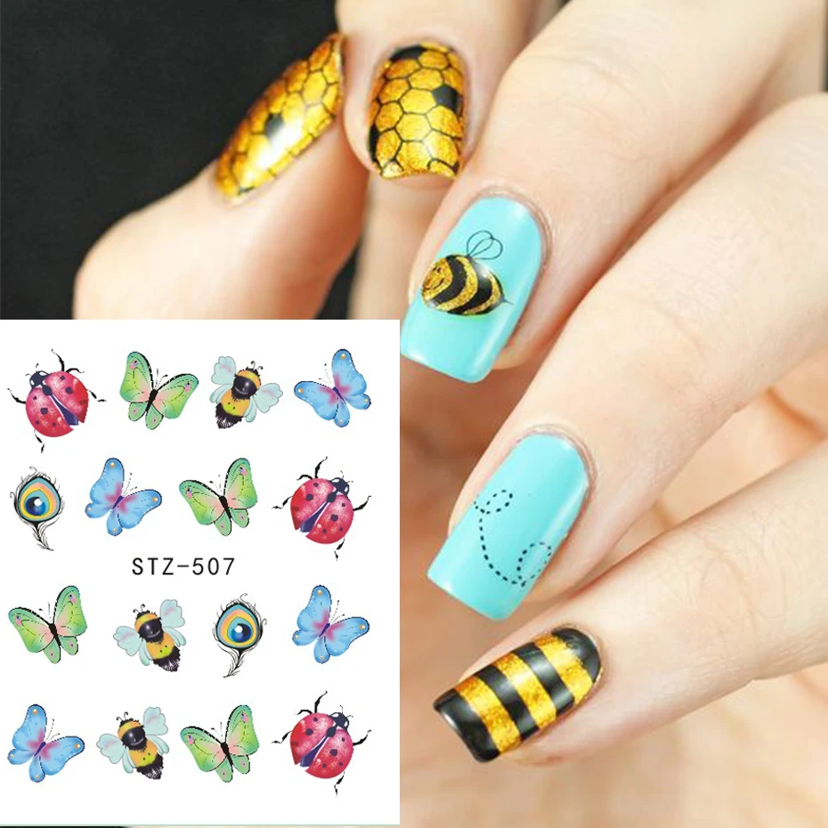 

Lavender Nail Stickers Animal Butterfly Tattoo Water Transfer Slider Decal Manicure Nail Art Decoration Summer Tips