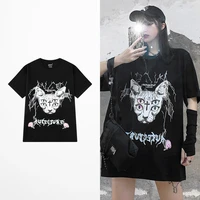 womens t shirts korean black oversized tshirt tops harajuku vintage aesthetic qothic graphic punk clothes dropshipping hip hop