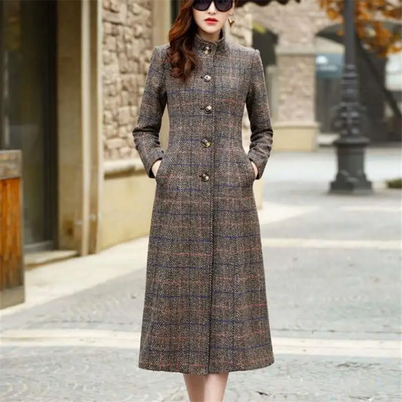 Шерстяное Женское пальто классические длинные шерстяные тренчи зимняя верхняя
