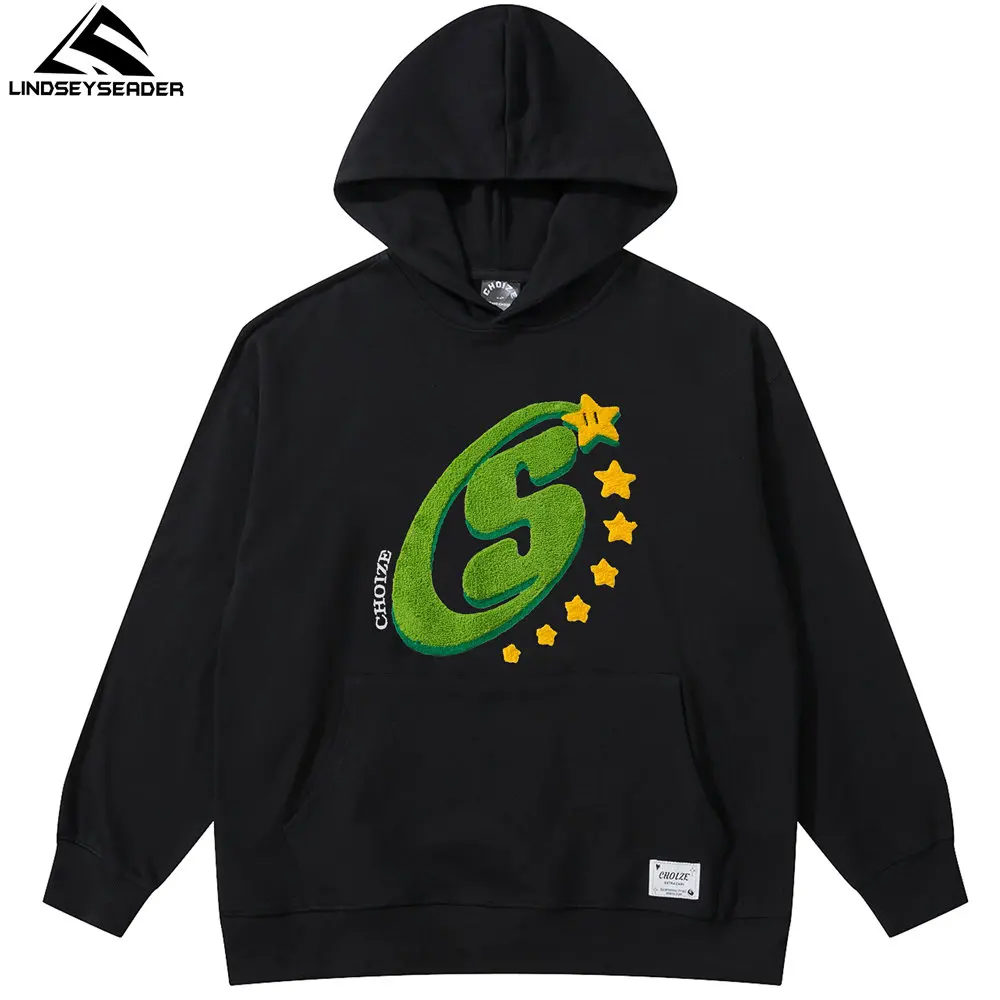 

Men's Hoodies Tie-dye Flocking Symbols Printed Pullover Stranger Things Harajuku Cotton Streetwear Oversized Men Clothing