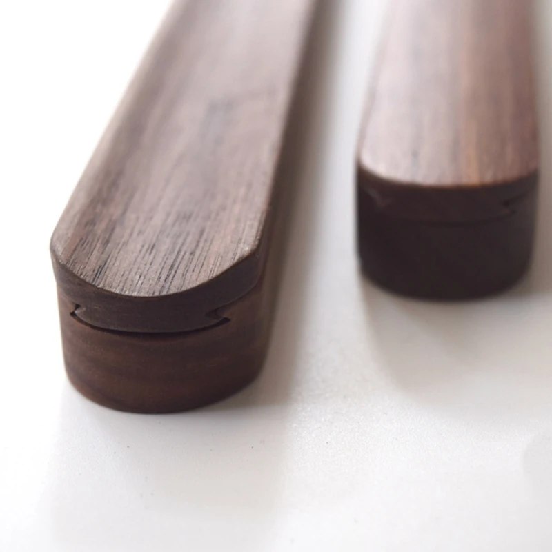 

2021 Wooden Minimalist Chopsticks Black Walnut Wood Box Case Portable Outdoor Travel
