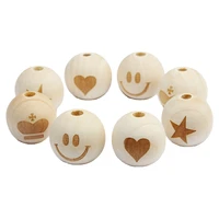 xuqian 2022 fashion smile face star crown heart shape round wooden loose spacer beads for diy necklace bracelet jewelry b0300