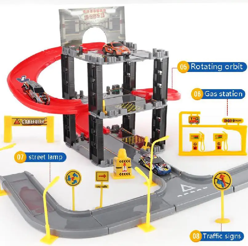 Детский Пластиковый парковочный набор трехмерная многослойная Автомобильная