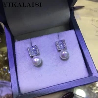 yikalaisi 925 sterling silver jewelry pearl earrings 2019 fine natural pearl jewelry 6 7mm stud earrings for women wholesale