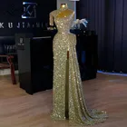 Женское вечернее платье с блестками, серебристое платье с высоким разрезом, в арабском стиле, Дубай, индивидуальный пошив, для вечевечерние и выпускного вечера, 2021