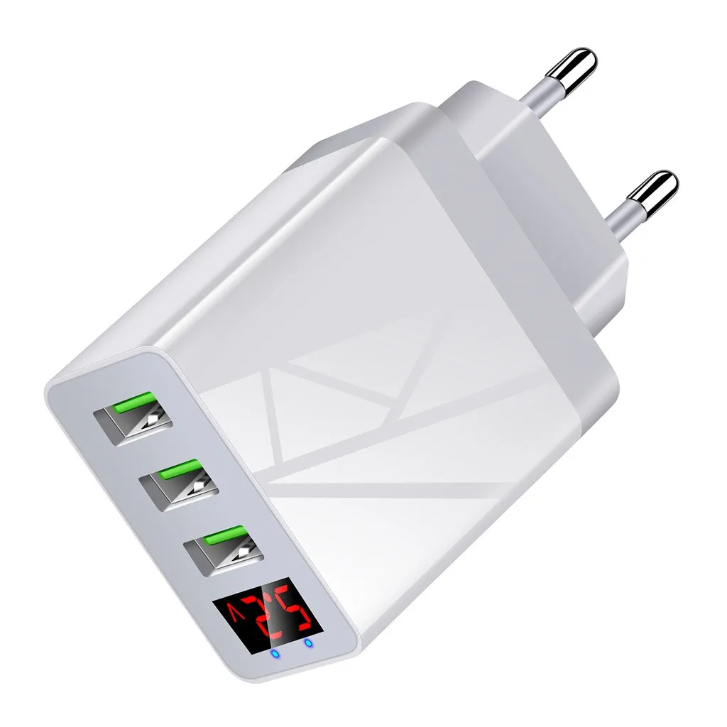 USB Adapter 3 Port Fast Quick Charge QC 3.0 Hub Wall Charger 3.1A Power Digital display US/EU/UK Charger-L01 | Электроника