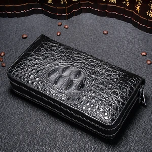 men wallets portfel meski double zipper coin purse for men clutch business male wallet crocodile pattern purse billetera hombre free global shipping
