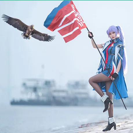 Azur Lane USS Essex Косплей Костюм голубое платье униформа костюмы для Хэллоуина женщины