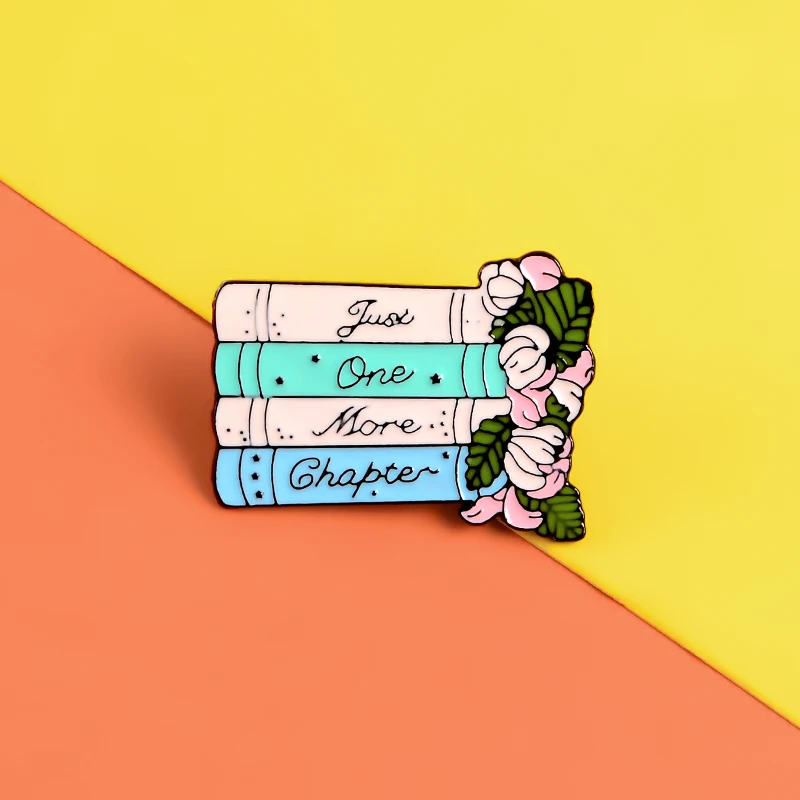 Милая книга с цветами и булавкой значок еще одной главой женская джинсовая