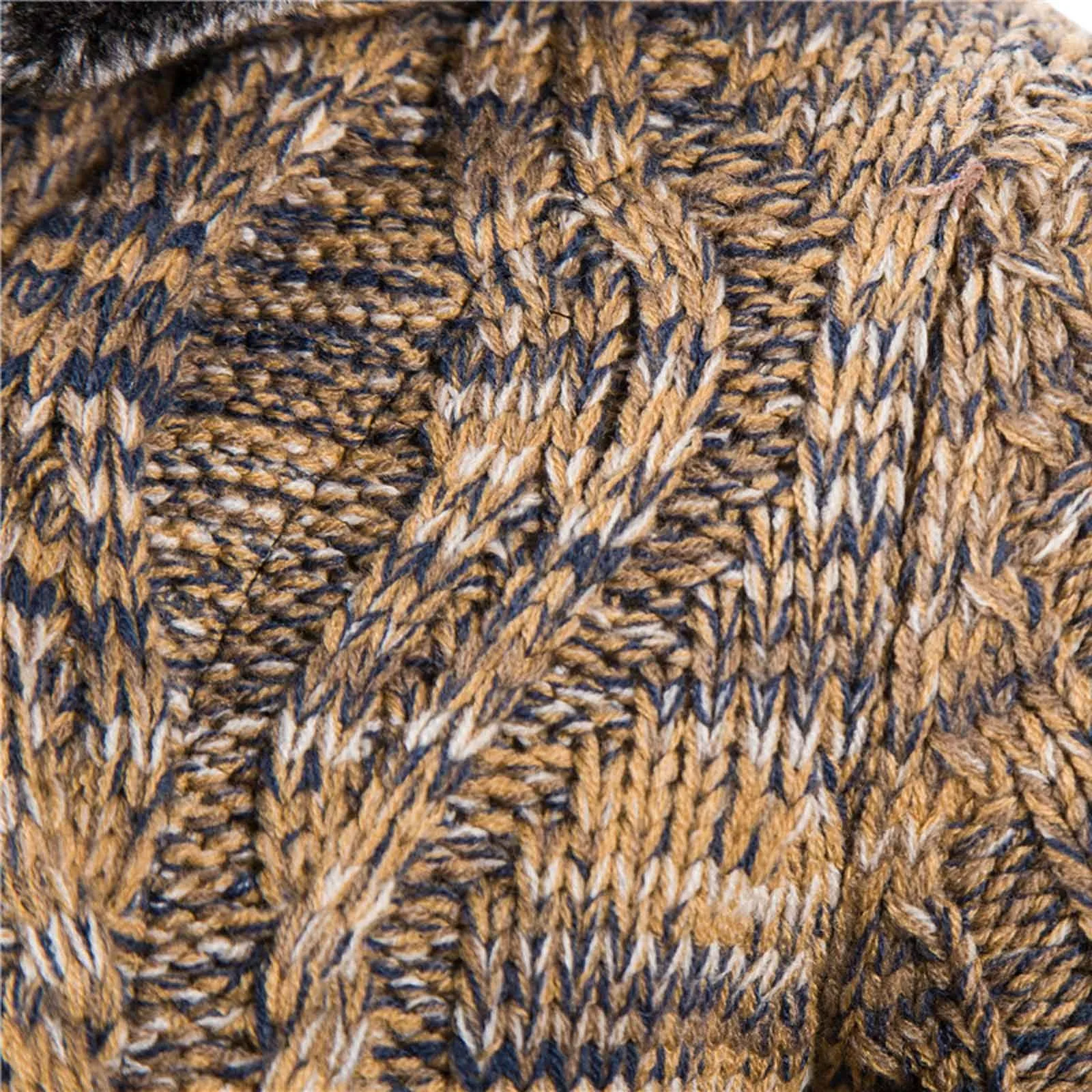 

2021 Men's Knitted Sweater Hooded Jacket Long-Sleeved Overcoat Outerwear Tops Solid Color Zipper Button Warm Coat