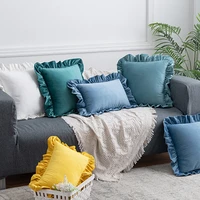 solid color pillow cover velvet plush sofa office ruffled cushion cover throw cushion cover home decoration pillowcase 40819