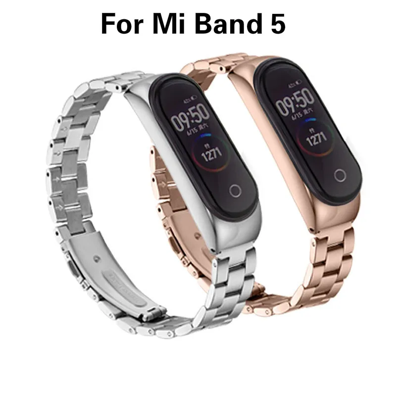 Ремешок из нержавеющей стали для Xiaomi Mi Band 5 сменные спортивные ремешки
