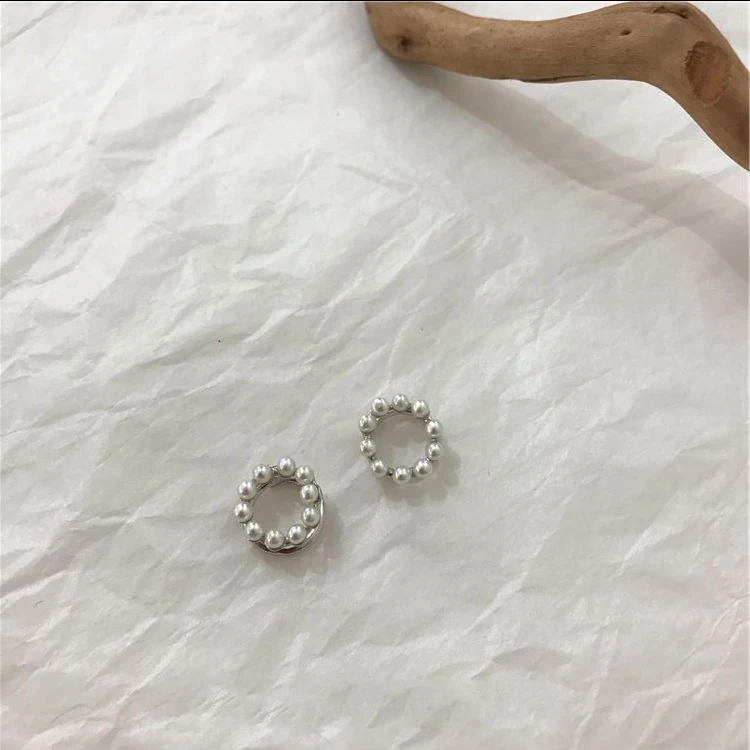 silver pearl Шикарные Серебряные Золотые геометрические открытые круглые серьги маленькие жемчужные клипсы на серьги без пирсинга минималистичные серьги-Каффы - Окраска металла: silver pearl