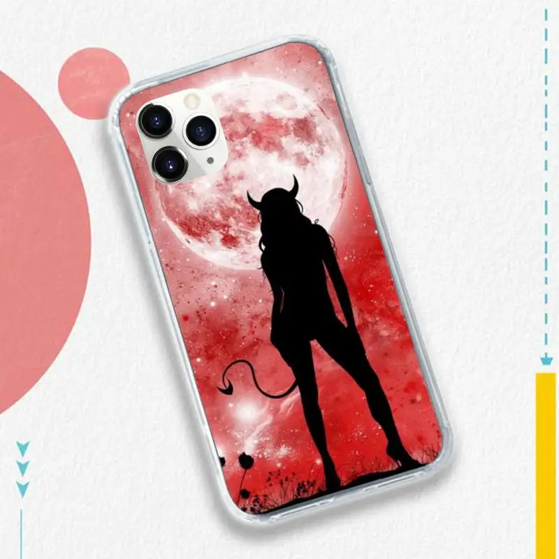 

Devil Woman Sexy Girl Phone Case Transparent for iPhone 11 12 mini pro XS MAX 8 7 6 6S Plus X 5S SE 2020 XR