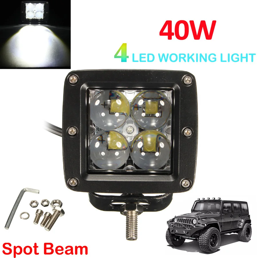

40W 24V 12V 4000LM 6000K 4 LED Car Work Light Fog Lamp Off Road WorkLight Vehicle Driving Lamp for Truck SUV 4X4 4WD ATV