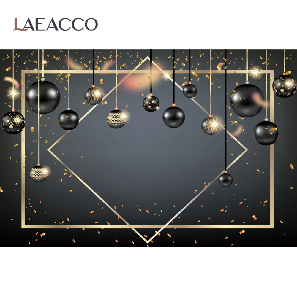 Фотофон Laeacco с рождественскими вечерними шариками новогодний ленточный постер