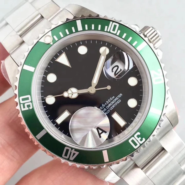 Мужские механические часы 40 мм Submariner 116610 зеленые/Черные чистые керамические из