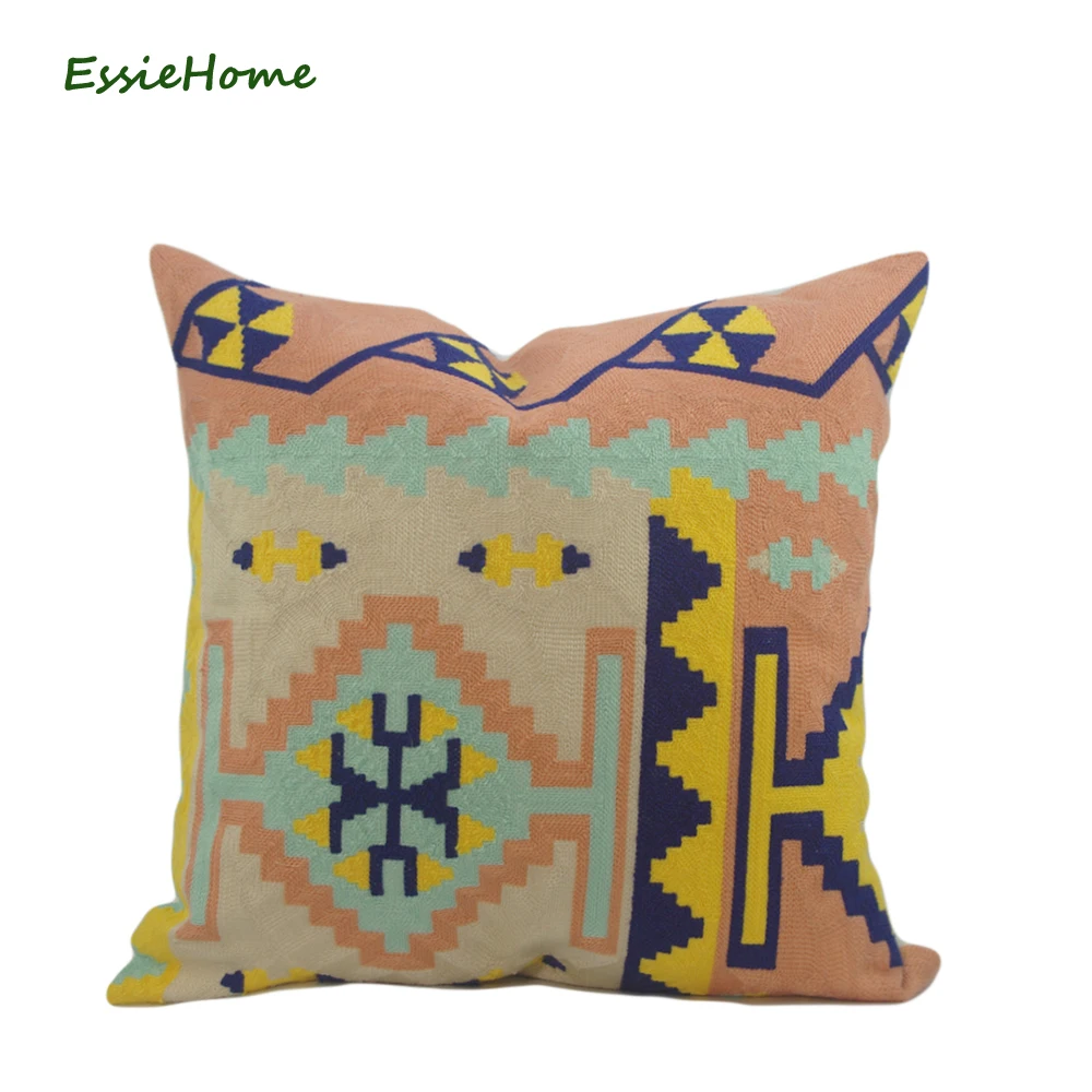 

Чехол на подушку ESSIE HOME с вышитым рисунком, этнический желтый чехол на подушку с геометрическим узором