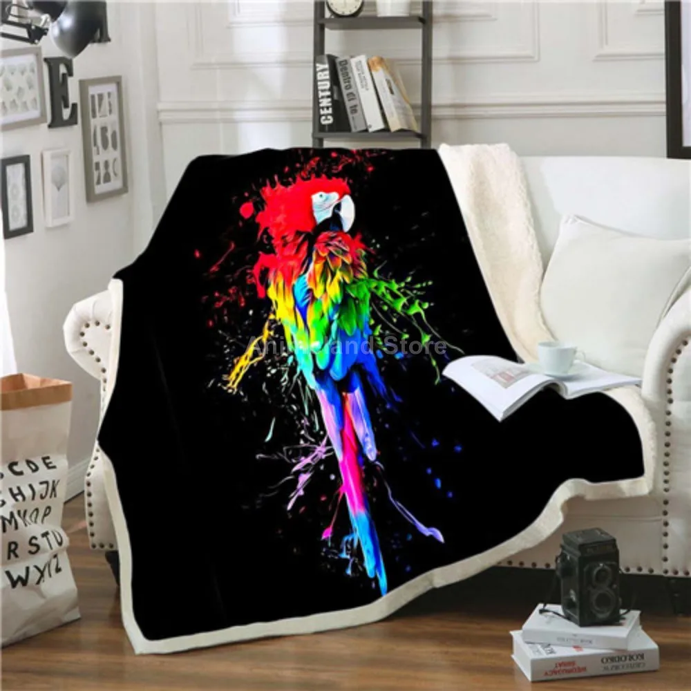 

Painting Parrot Throw Blanket 3D Print Fleece Blankets For Beds Home Textiles Luxury Adult Gift Warm Bedspread Fashoin Cartoon