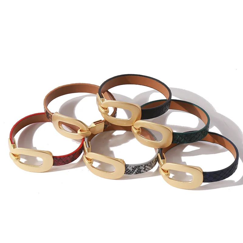 

Women Bracelets Simple Metal elements PU Bracelet Jewelry Girls Charm Wrist Accessories Cheap Bracelet Dropshipping