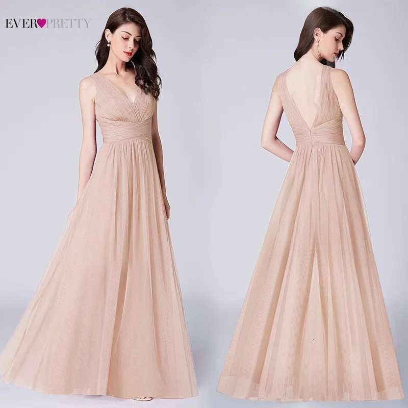 Длинные платья подружки невесты Ever Pretty A-Line с v-образным вырезом без рукавов, официальные свадебные платья для гостей Robe demoiseur D'honneur Rouge