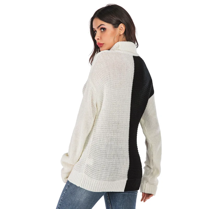 

2019 Autumn Winter New TurtleNeck Large Size Women's Loose Long Sleeve Knitted Pullovers Jacket