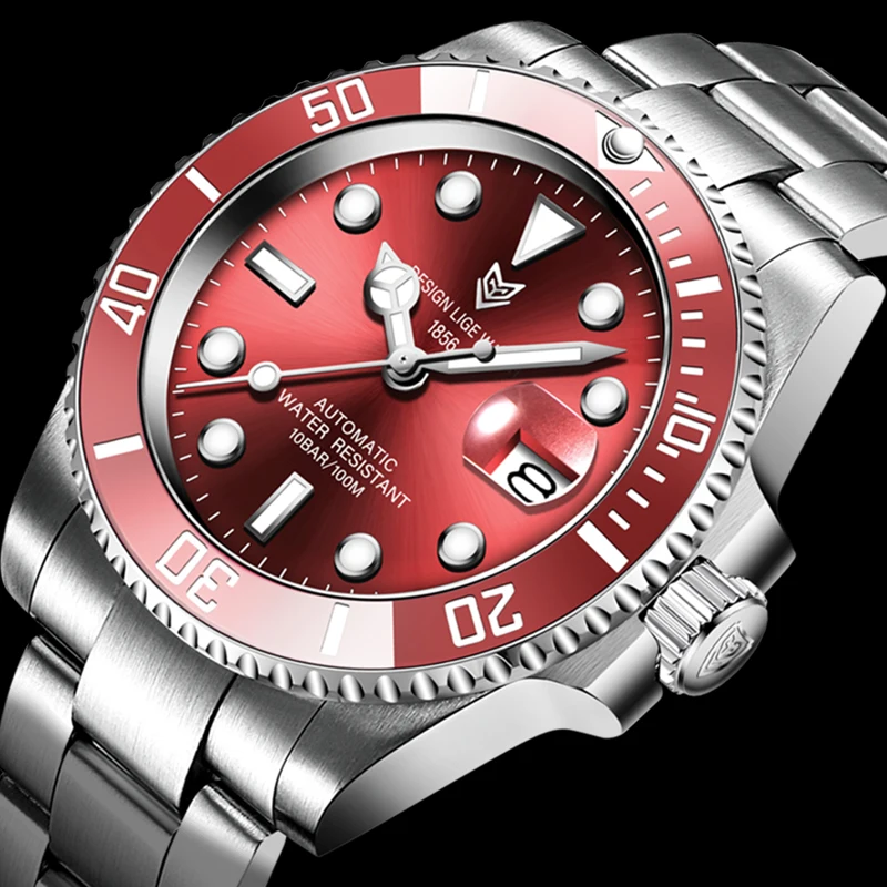 2022 LIGE Business Watch Men Automatic Mechanical Tourbillon Clock Fashion 316L Steel 100 Waterproof Watches Sport Wristwatch