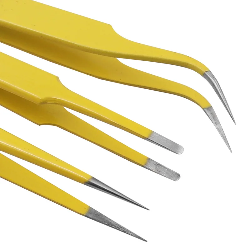 1PC набор из антистатических пинцетов из нержавеющей стали для ремонта электроники телефонов и работы с бровями/ресницами.