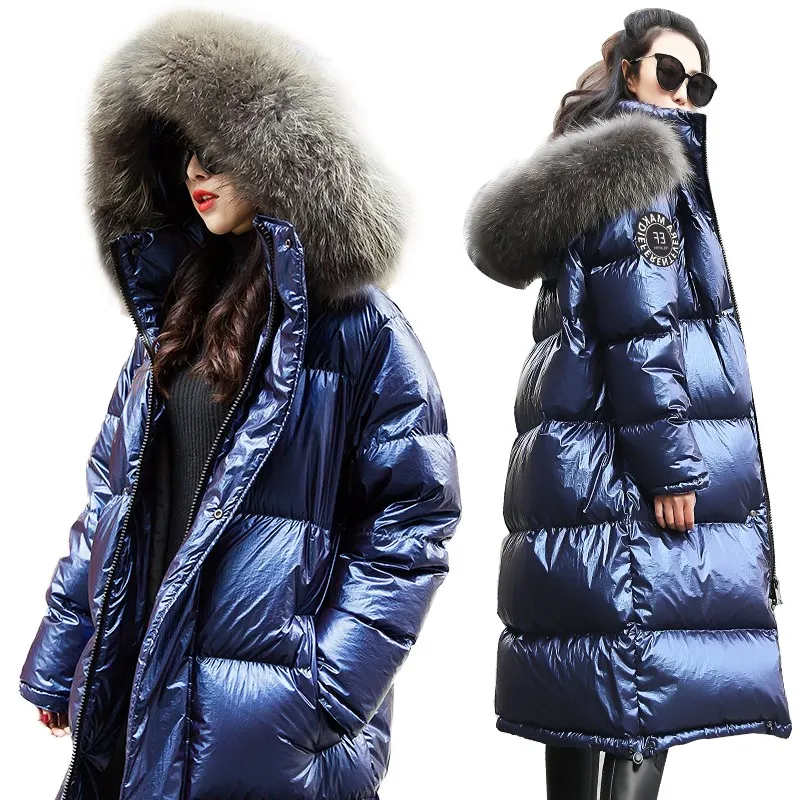 

Down jacket for women 2021 new winter coat large fur collar long paragraph warm thickening with hood for women Parka