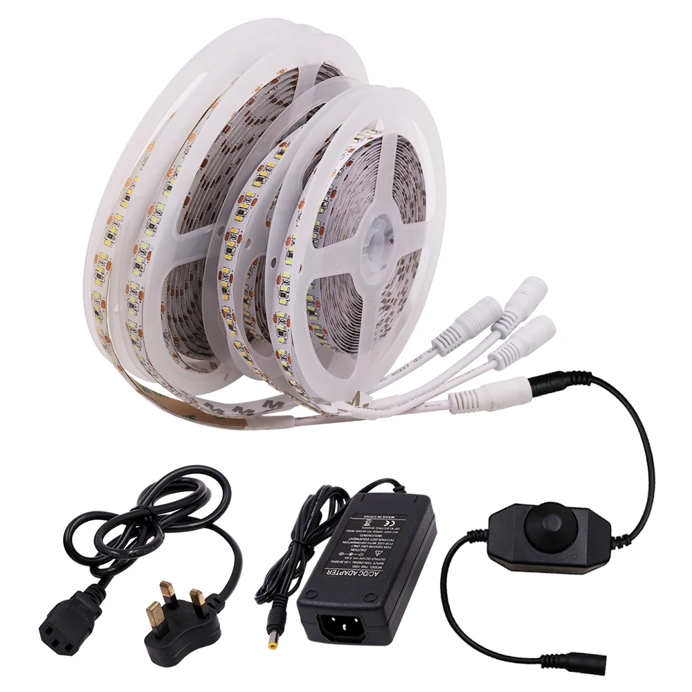 5 м DC12V SMD светодиодные полосы 3014 204 светодиодный s/M гибкая Водонепроницаемая светодиодная лента с разъемом постоянного тока EU/US/UK/AU разъем питания