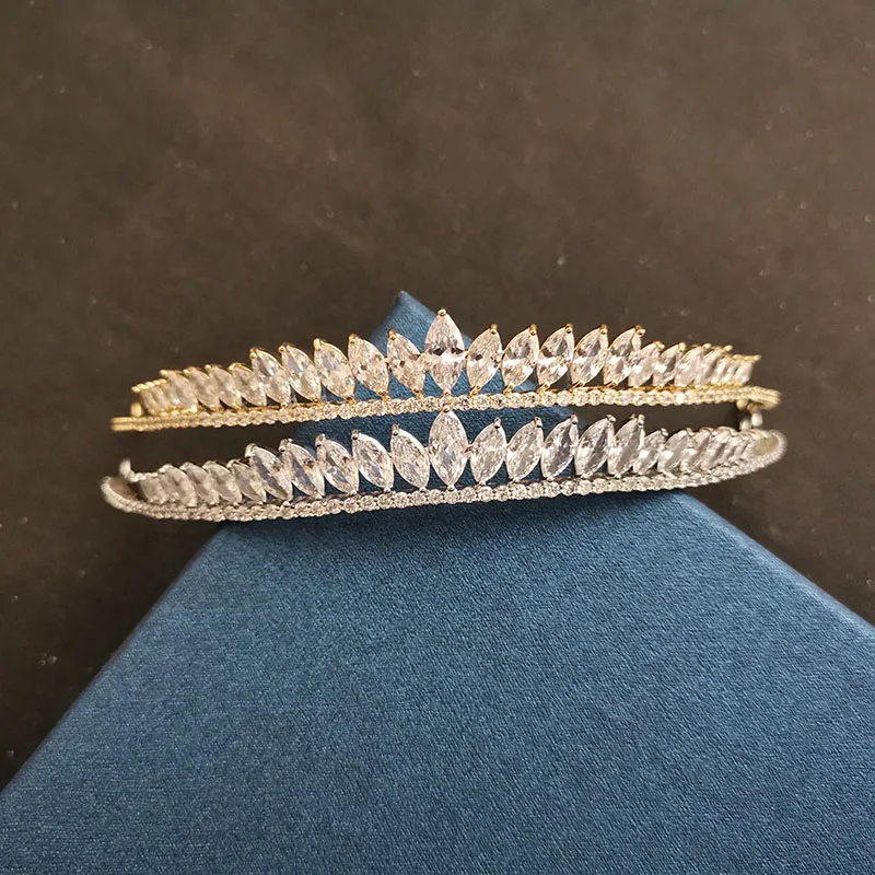 Свадебная тиара SLBRIDAL с инкрустацией из меди и фианитами свадебная королева