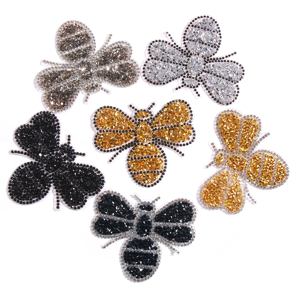 Нашивки с вышивкой в виде пчелы, 6 цветов/упаковка, золотистые, серебристые, черные смешанные наклейки, ткань для шитья своими руками, значок ...