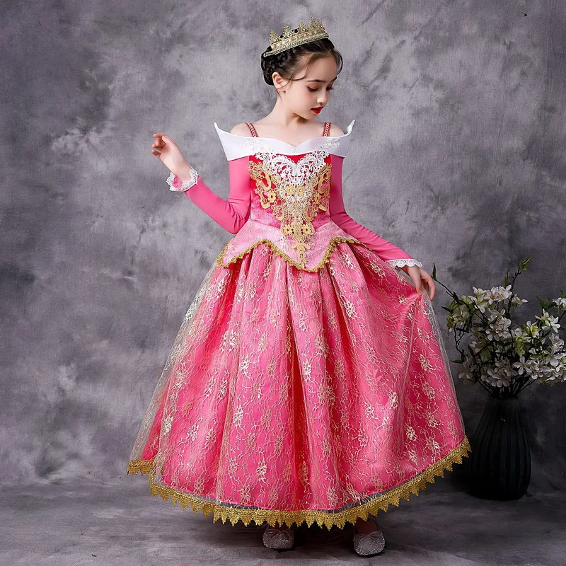 Christmas Girls Princess Costume Long Sleeve Velvet Party Dress Kids Carnival Cosplay Fancy Lace Gold Thread Dresses | Тематическая