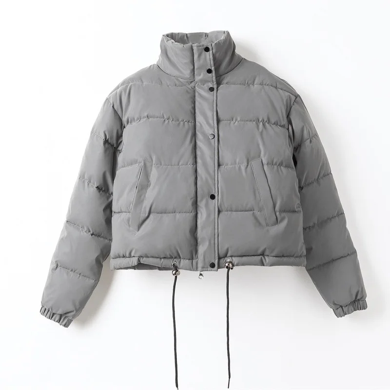 reflective gray coat FORERUN Светоотражающая куртка-пузырь для женщин зимнее пуховое пальто со стоячим воротником куртки Повседневная парка Winterjas Dames Parkas Mujer - Цвет: reflective gray coat