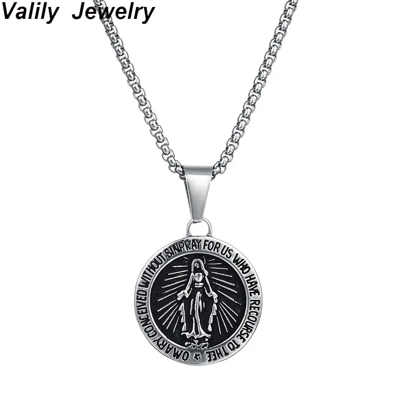 Valily Золотой Девы Марии медальон ожерелье ювелирные изделия нержавеющей стали