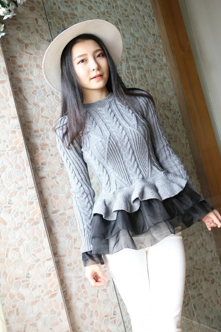 Серый Blusas De Inverno Feminina Акция полный женский пуловер свитер женский корейский осенний и зимний вязаный - Цвет: Серый