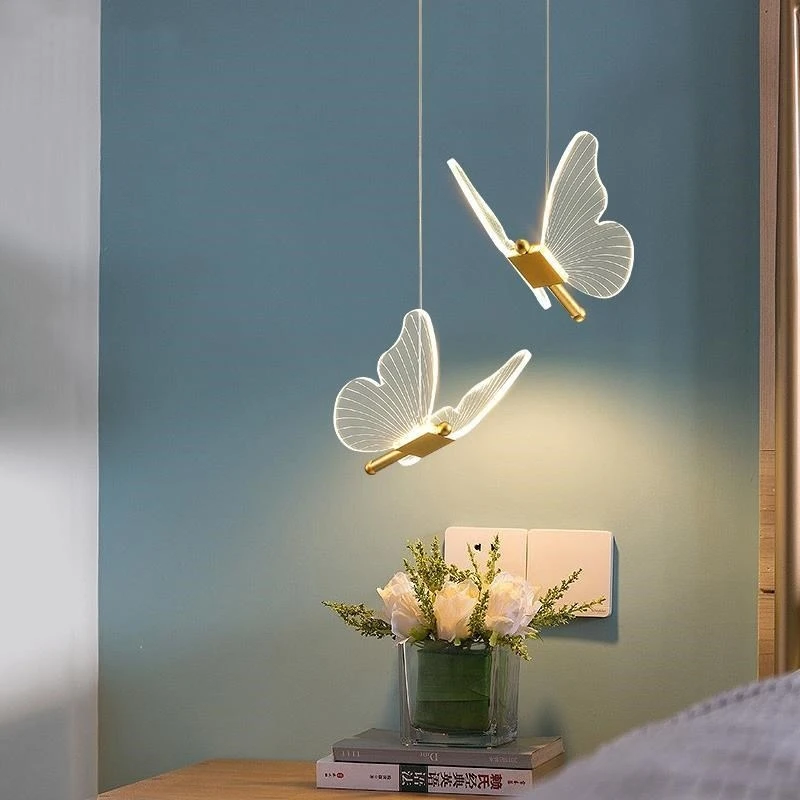 

Креативная Подвесная лампа в виде бабочки для спальни, прикроватное освещение, бар, гостиная, подвесные светильники с длинным кабелем, комн...