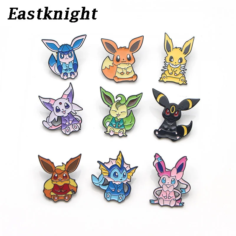 K68 милые эмалированные металлические булавки и броши Eevee для женщин и мужчин нагрудные булавки рюкзак сумки значок дети подарки модное ювелирное изделие 1 шт