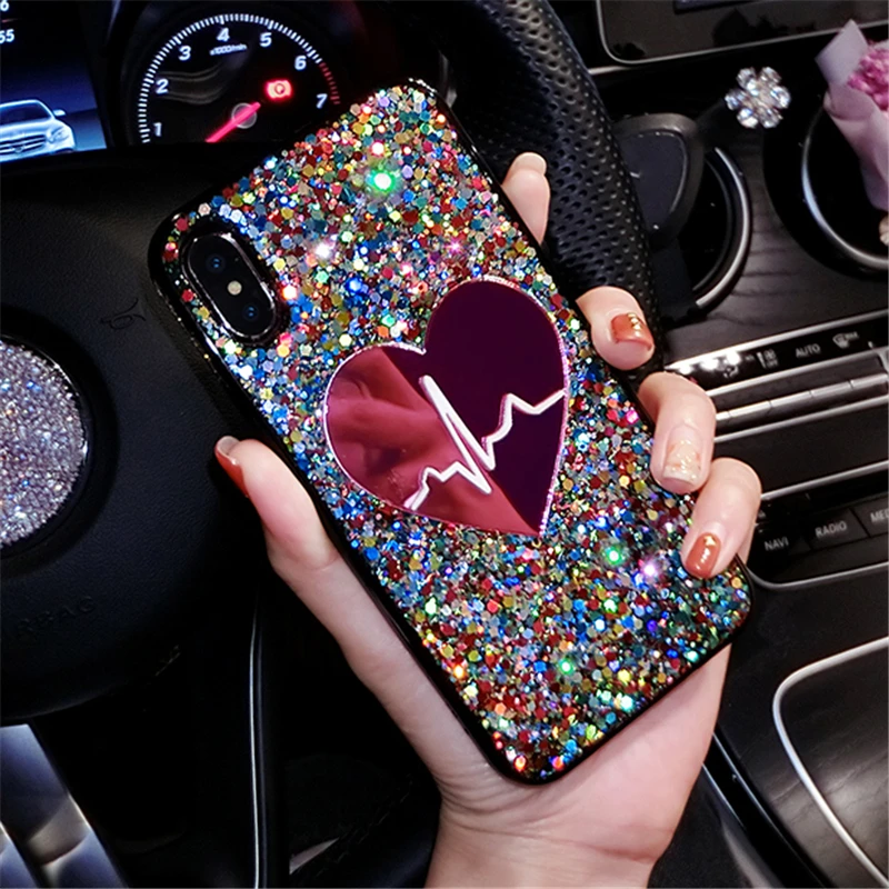 Блестящий чехол с 3D сердечками и блестками для Xiaomi Redmi Note 10 pro max 10s чехол-накладка |