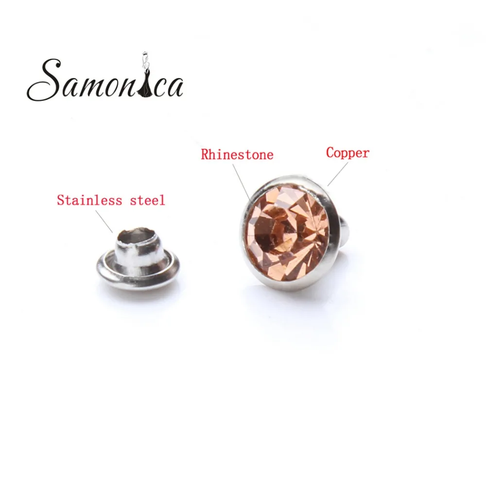 100 набор 8 мм Шампань A + медные Шипы и Заклепки Хрустальные заклепки из горного