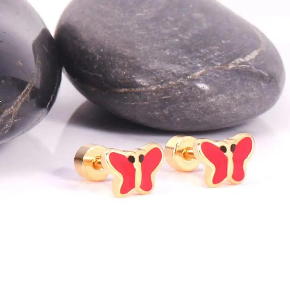 12 пар/лот оптовая продажа серьги гвоздики из нержавеющей стали в форме бабочки