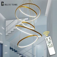new arrival classical circle ring led modern pendant light for living room bedroom white black silver gold frame home lighting