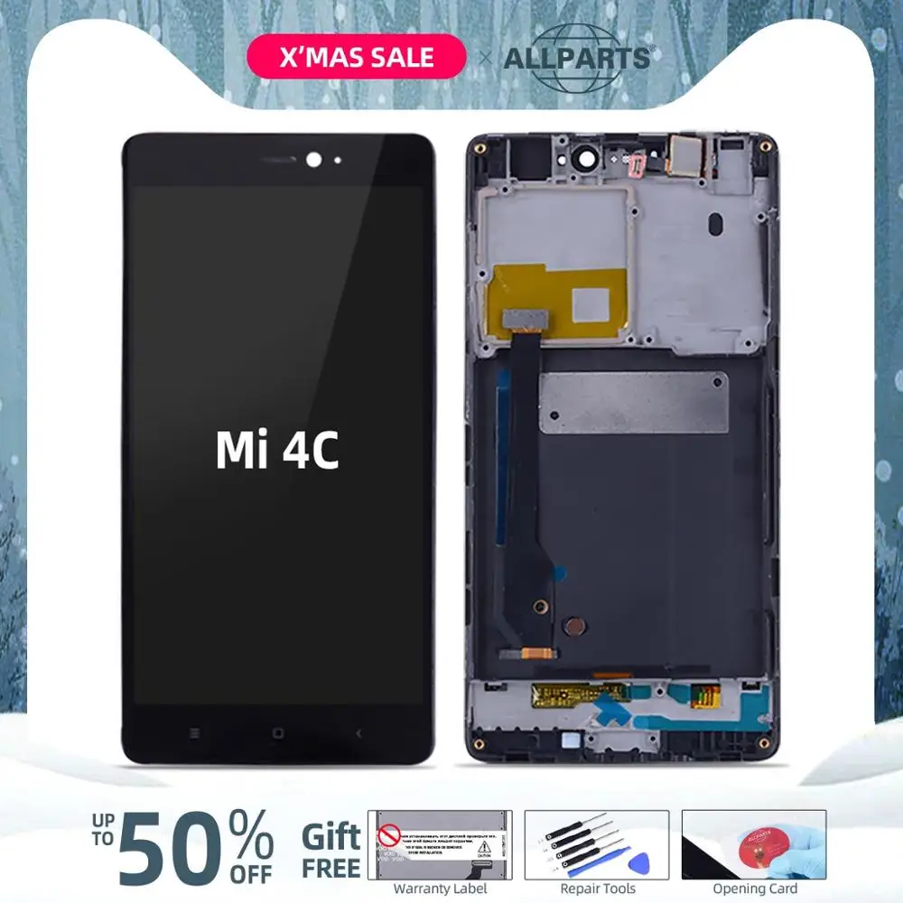 Дисплей для XIAOMI Mi4C LCD в сборе с тачскрином на рамке 5.0'' черный