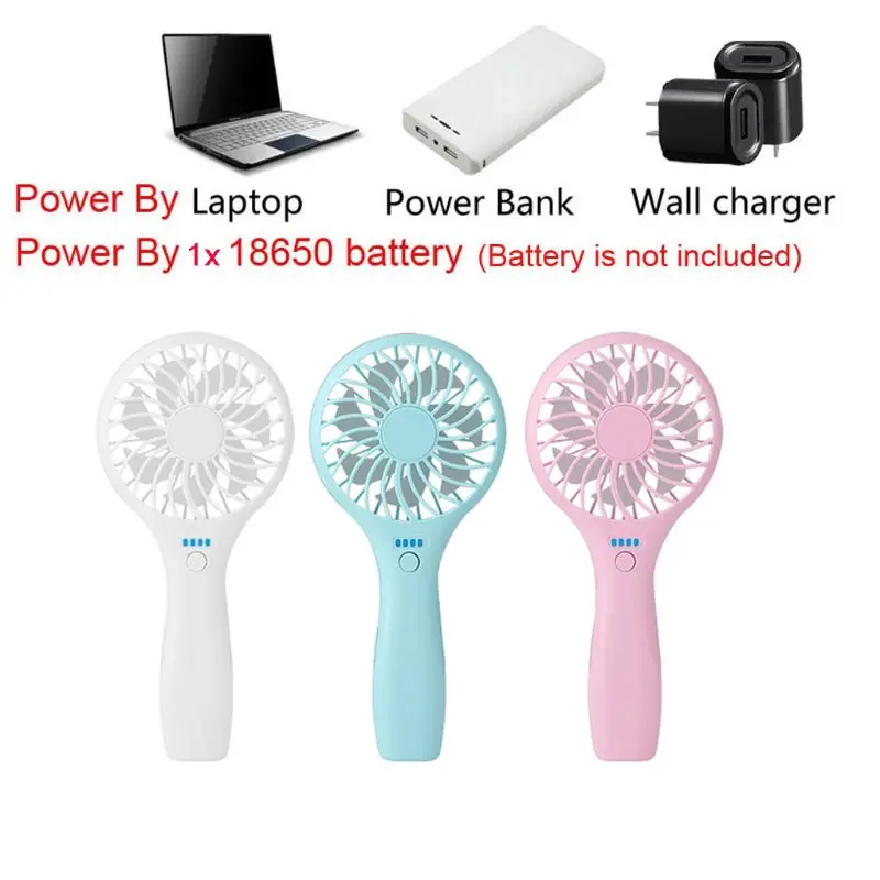 

Without 18650 Battery Desktop USB Fan Cooling Handheld Fan 3 Speed Cooler Fan With LED Light for Car Home Office Outdoor