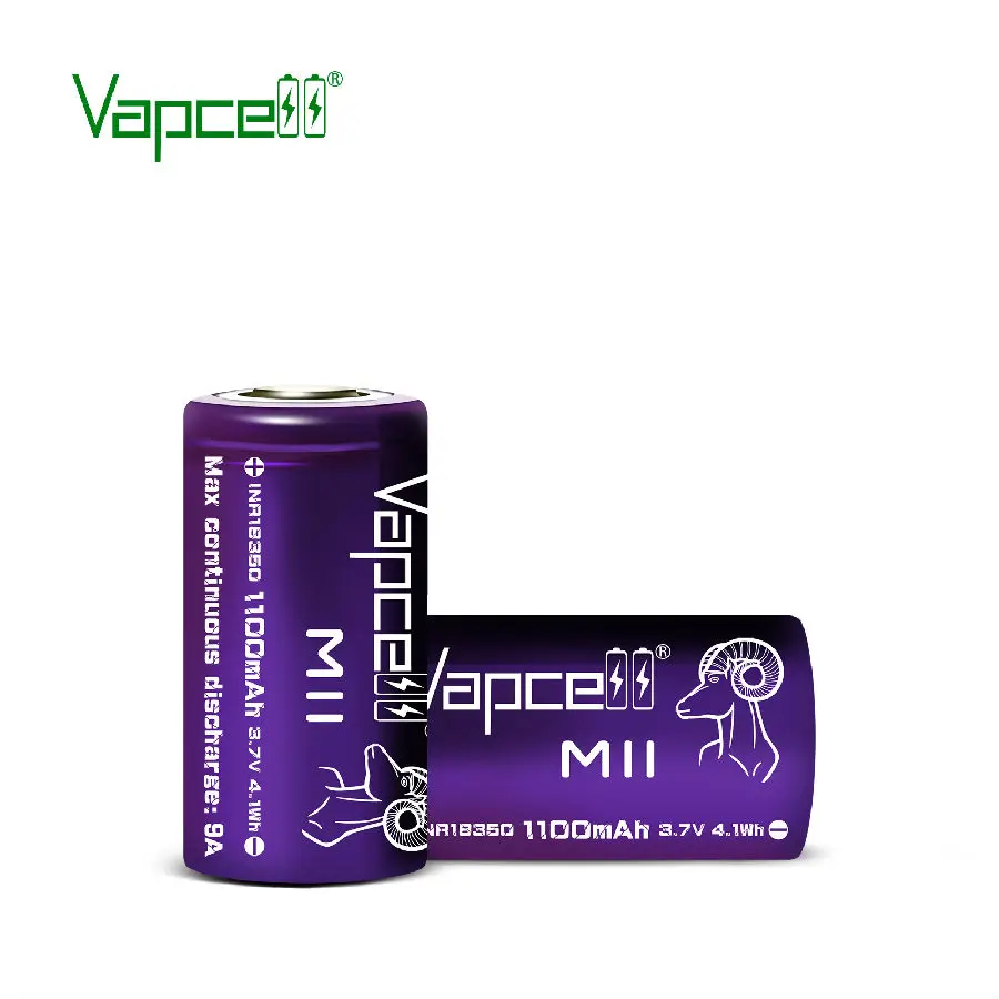 12 шт. VAPCELL INR18350 1100 мАч литиевый 3 7 в перезаряжаемый аккумулятор непрерывный 9 А