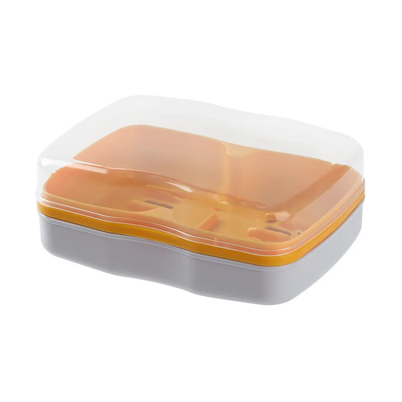 

Household Double-layer With Cover And Drainage Double Grid Soap Box Color Contrast Creative Toilet Soap Box Shelf