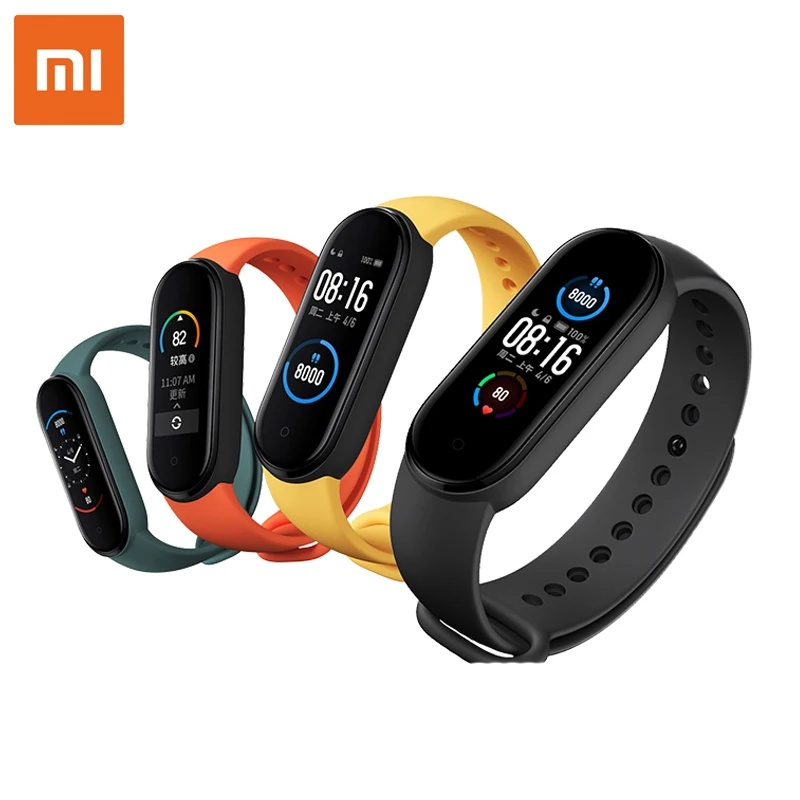Смарт браслет Xiaomi Mi Band 5 цветной экран 1 дюйма AMOLED пульсометр фитнес трекер Miband5