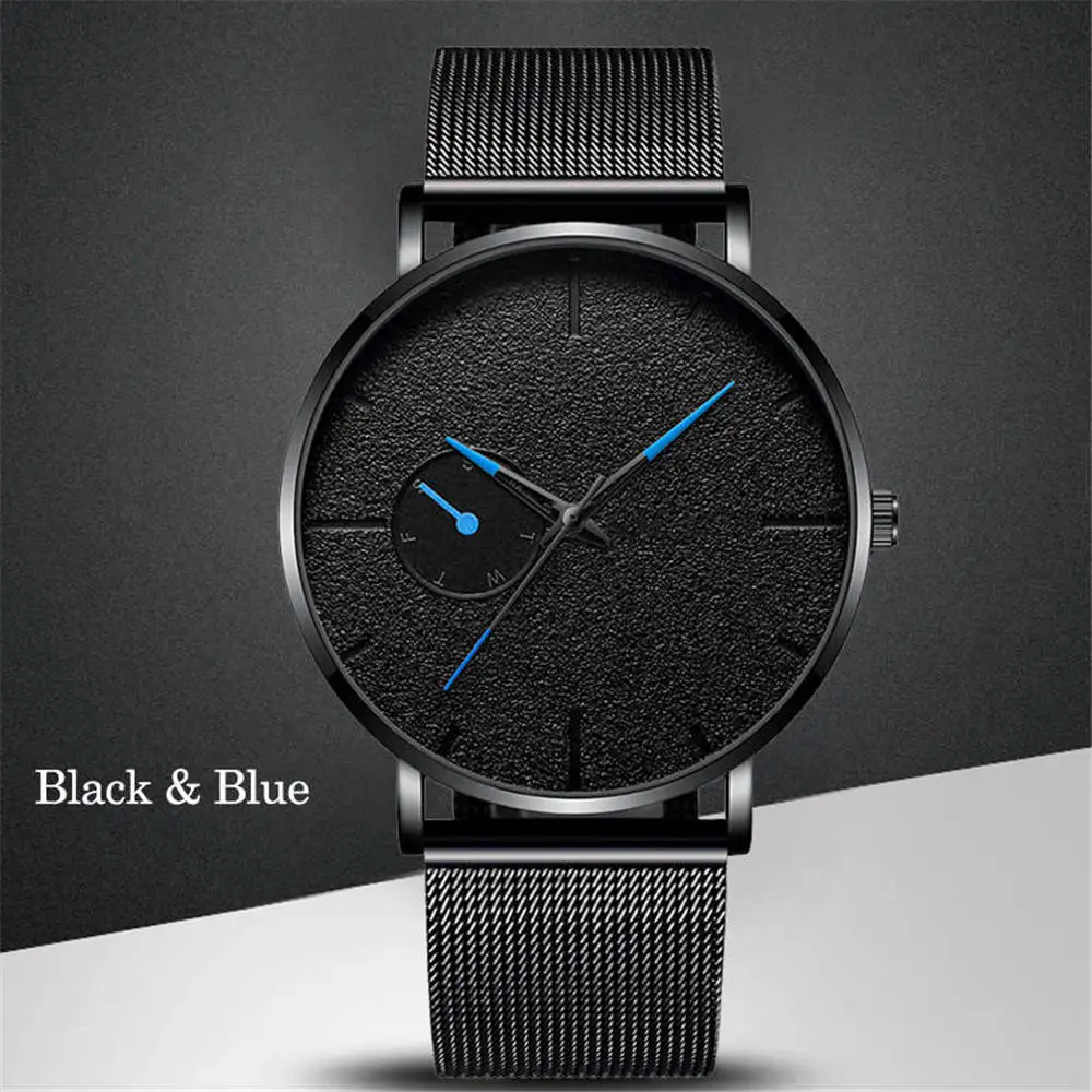 Men's Watch Sports Fashion Casual Ultra-thin Stainless Steel Case Net Belt with Quartz Business Gifts | Наручные часы