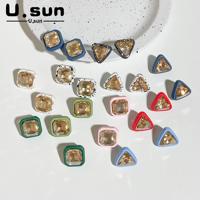 

U.Sun Geometric Lot Stud Earring For Woman Wholesale Korean Girls Earrings 2022 Trend Fun Cute Fashion Resin Piercing Jewelry