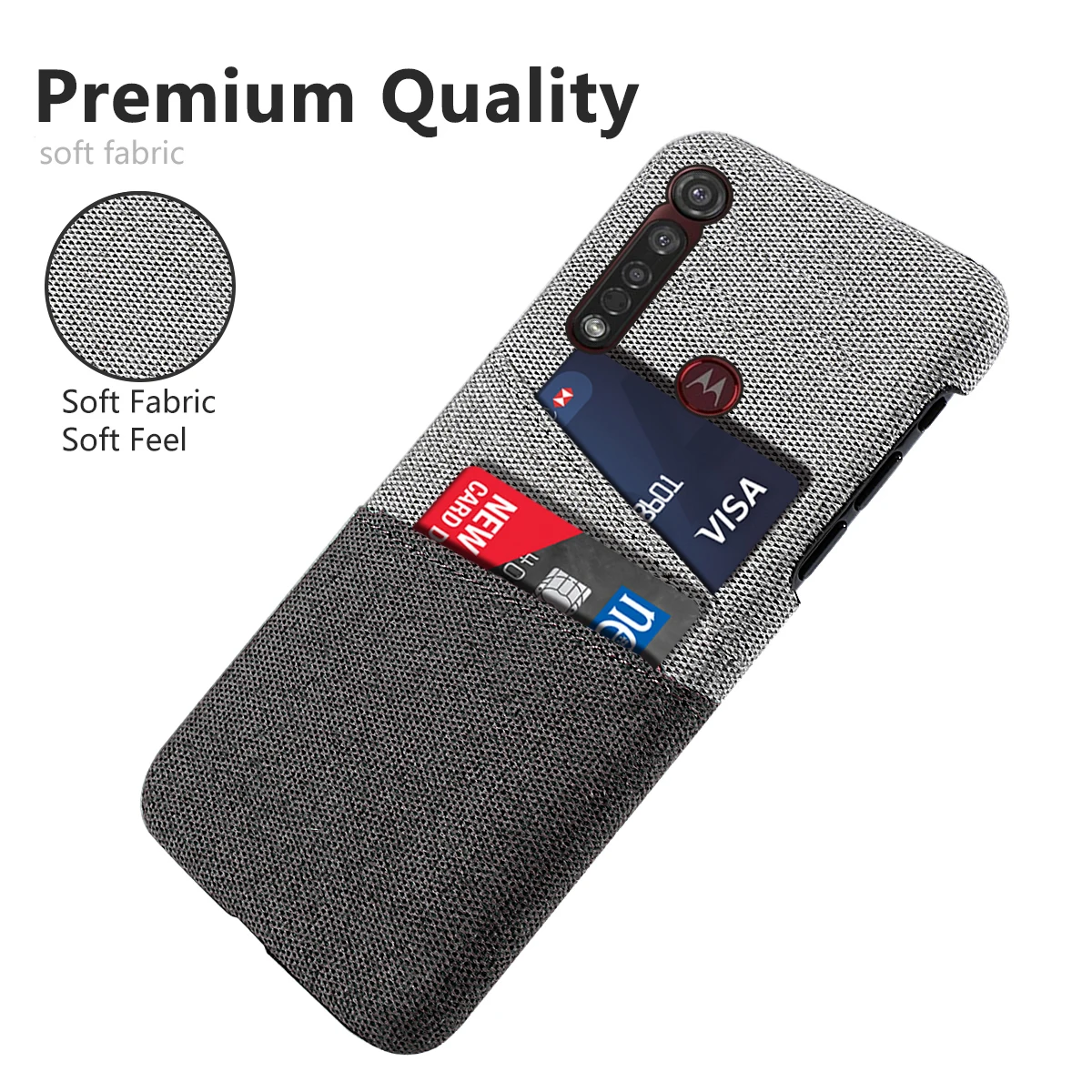 For Motorola Moto G8 Plus Case Ultra Slim Hard PC Anti-Scratch Fabric Cloth Protective Wallet Cover for Card |
